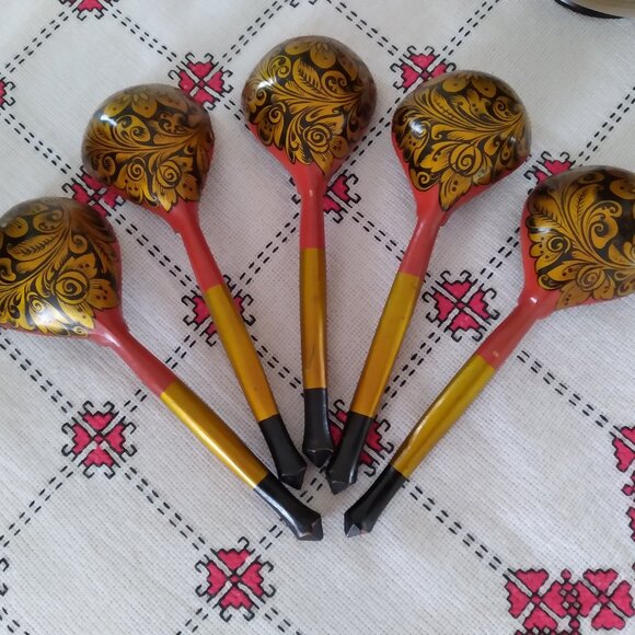 Host Pick ~~~Ukraine, Vintage, Set of Five Spoons, Handmade - Picture 4 of 5